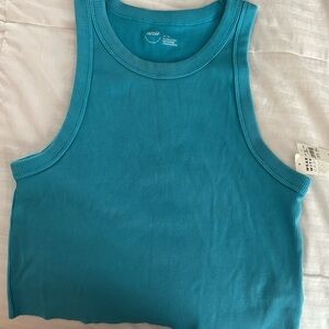 Aerie Blue Fitted Crop Tank Top